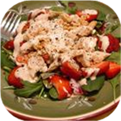Chicken Strawberry Spinach Salad with Ginger-Lime Dressing