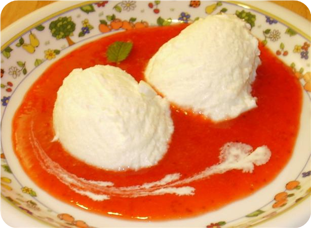 Yoghurt Mousse With Strawberry Sauce
