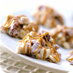 Hazelnut-and-Cherry Caramel Clusters 