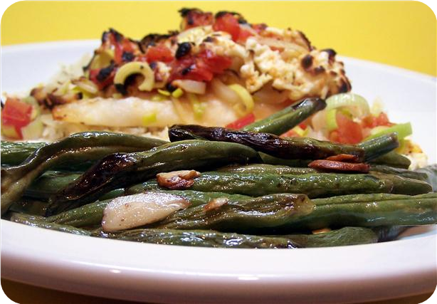 Mediterranean Roasted Green Beans with Slivered Almonds