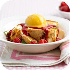 Raspberry angel food bruschetta 
