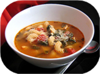 After Thanksgiving Soup With Garlic, Spinach, and Tomatoes