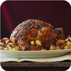 Roast turkey with onion jam 