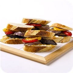 Grilled eggplant and sweet pepper sandwiches 