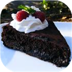 Warm Flourless Chocolate Cake with Caramel Sauce