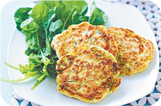 Smoked salmon and zucchini fritters 