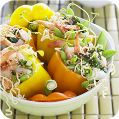 Shrimp and pea pod stuffed peppers 