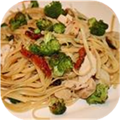 Linguine with Chicken and Vegetables in a Cream Sauce