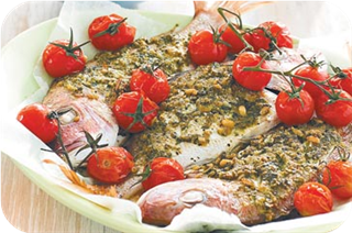 Baby snapper with basil and orange crust