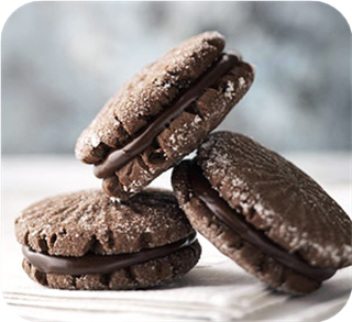 Minty Cocoa Fudge Sandwich Cookies